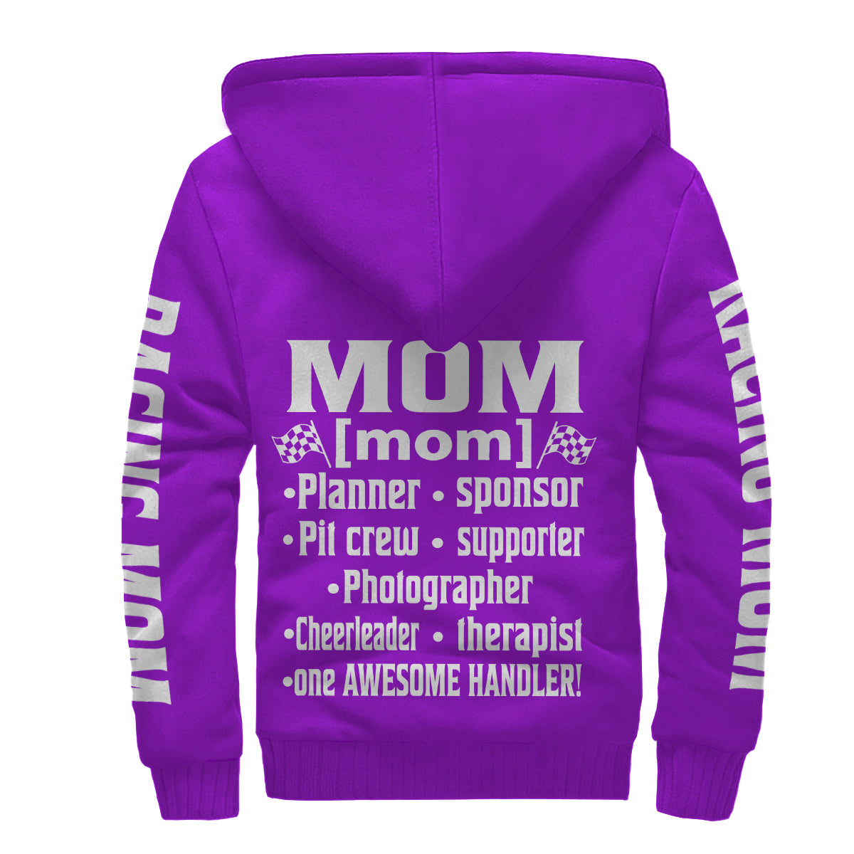Racing Mom Handler Sherpa Jacket – Premium Heavyweight Pit Crew Hoodie Purple