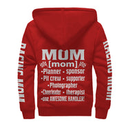 Racing Mom Handler Sherpa Jacket – Premium Heavyweight Pit Crew Hoodie Red
