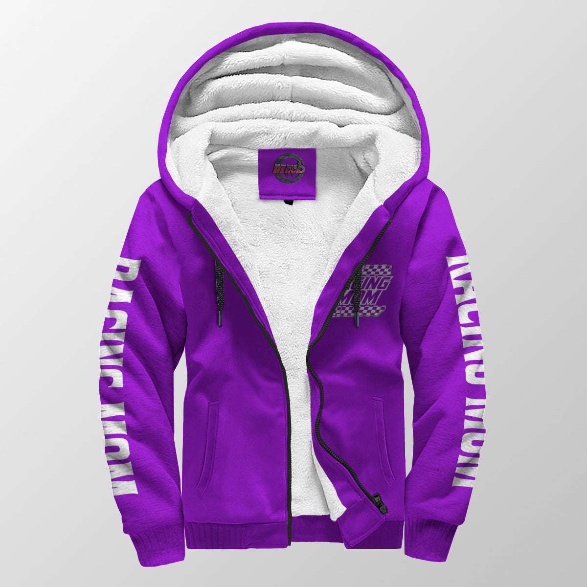 Racing Mom Handler Sherpa Jacket – Premium Heavyweight Pit Crew Hoodie Purple