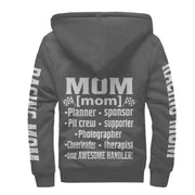 Racing Mom Handler Sherpa Jacket – Premium Heavyweight Pit Crew Hoodie Grey