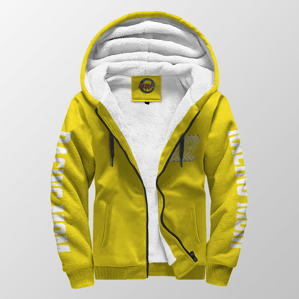Racing Mom Handler Sherpa Jacket – Premium Heavyweight Pit Crew Hoodie Yellow