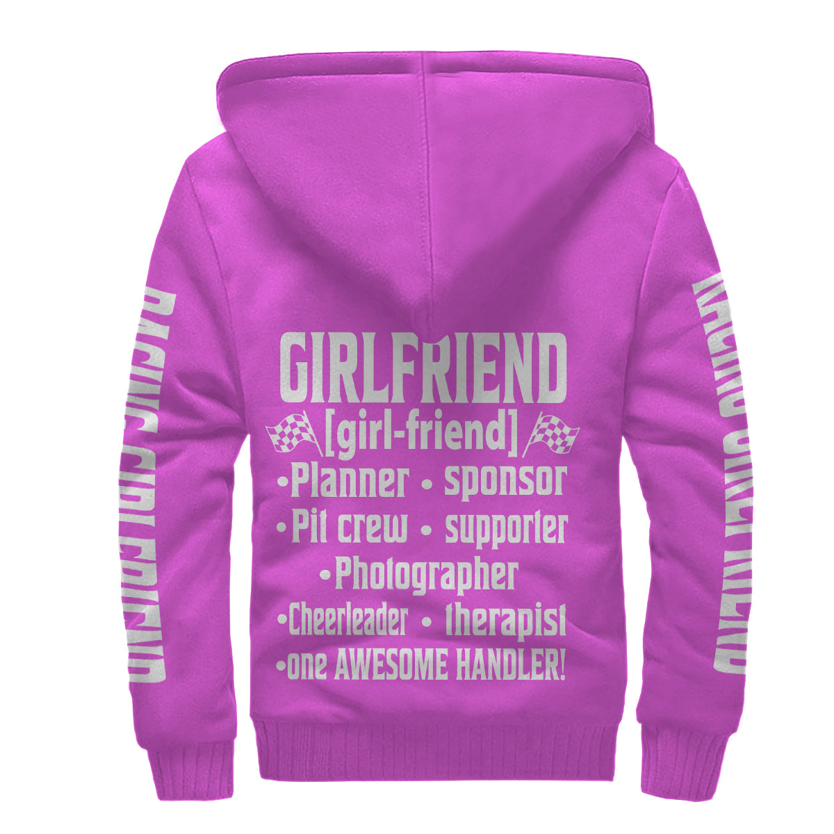 Racing Girlfriend Handler Sherpa Jacket – Premium Heavyweight Pit Crew Hoodie Pink