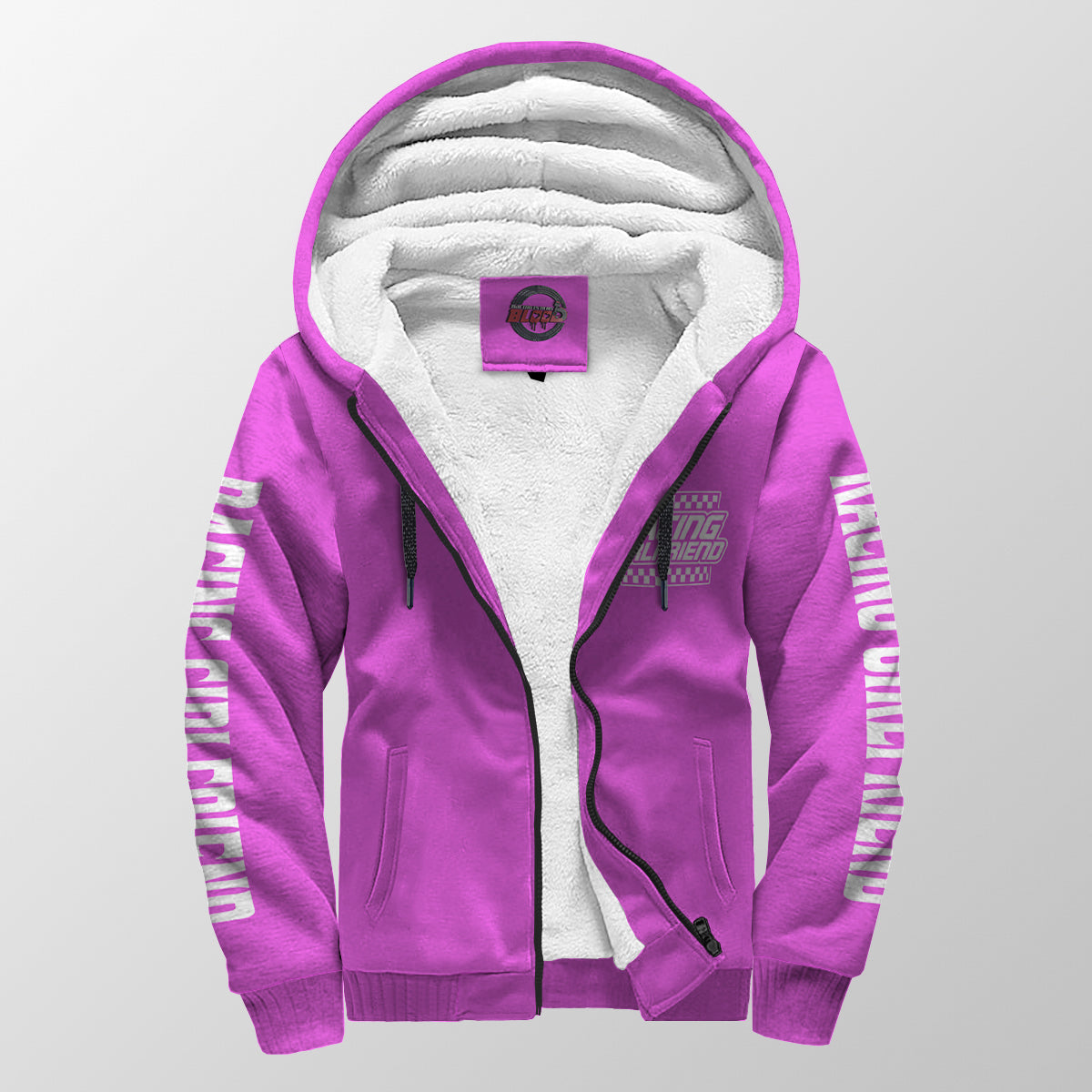 Racing Girlfriend Handler Sherpa Jacket – Premium Heavyweight Pit Crew Hoodie Pink