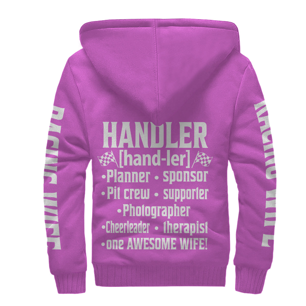 Racing Wife Handler Sherpa Jacket – Premium Heavyweight Pit Crew Hoodie Pink