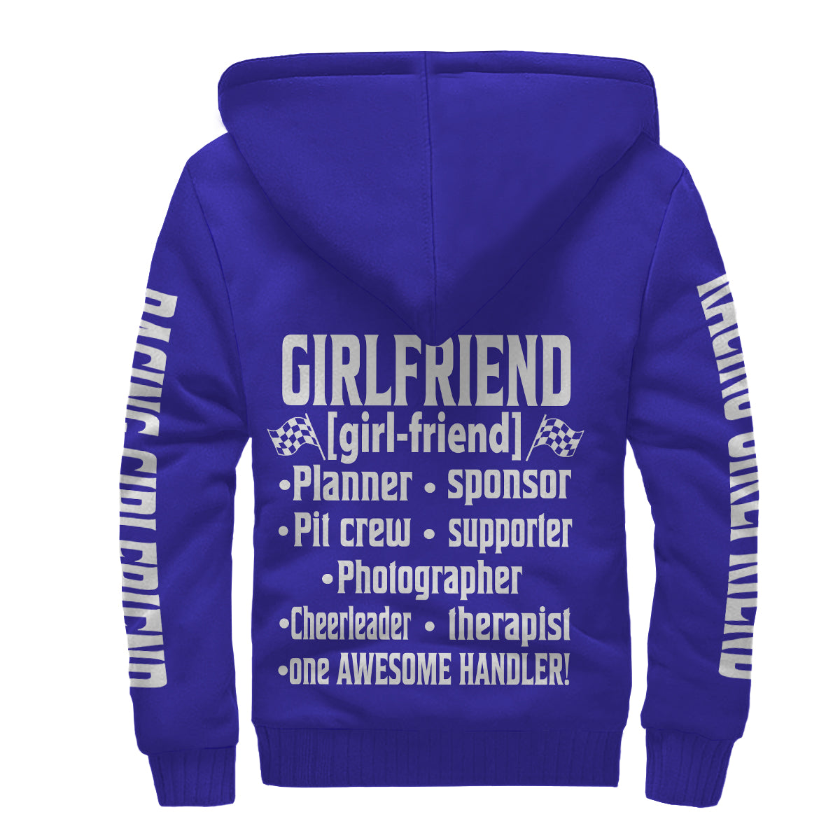 Racing Girlfriend Handler Sherpa Jacket – Premium Heavyweight Pit Crew Hoodie Blue