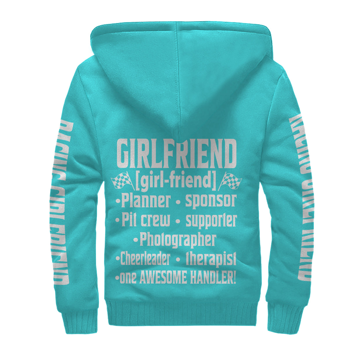 Racing Girlfriend Handler Sherpa Jacket – Premium Heavyweight Pit Crew Hoodie Carolina Blue