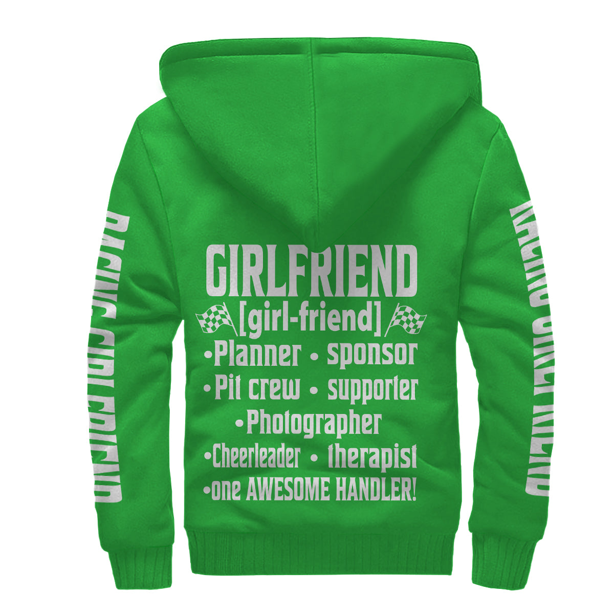 Racing Girlfriend Handler Sherpa Jacket – Premium Heavyweight Pit Crew Hoodie Green
