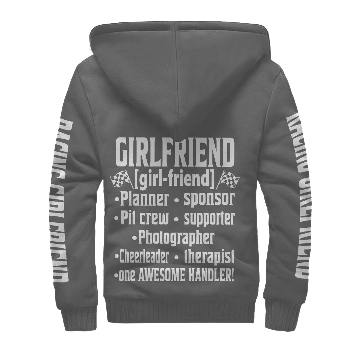 Racing Girlfriend Handler Sherpa Jacket – Premium Heavyweight Pit Crew Hoodie Grey