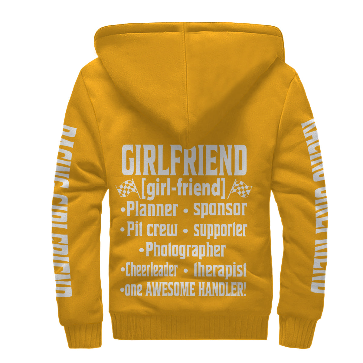 Racing Girlfriend Handler Sherpa Jacket – Premium Heavyweight Pit Crew Hoodie Orange