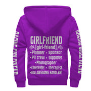 Racing Girlfriend Handler Sherpa Jacket – Premium Heavyweight Pit Crew Hoodie Purple