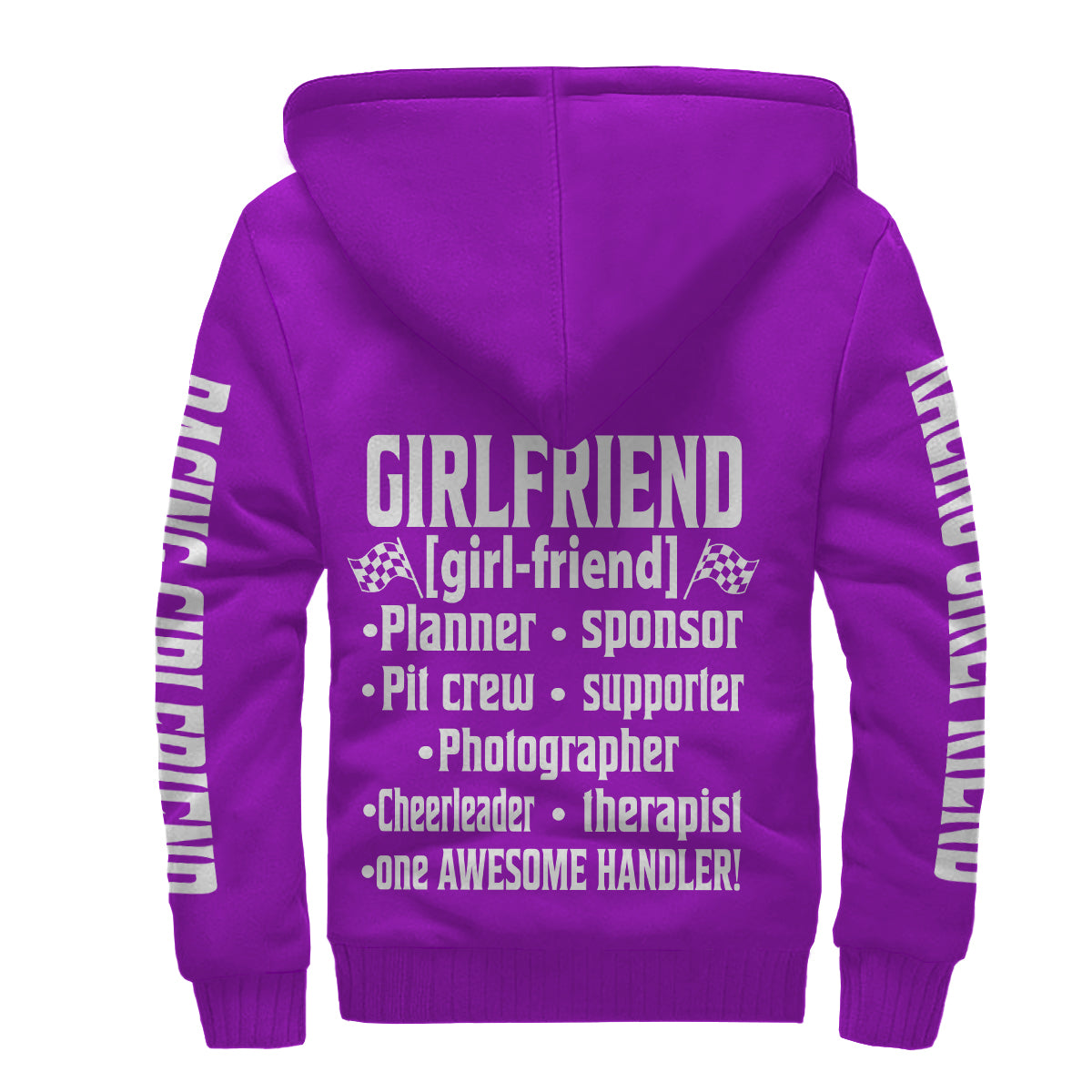 Racing Girlfriend Handler Sherpa Jacket – Premium Heavyweight Pit Crew Hoodie Purple