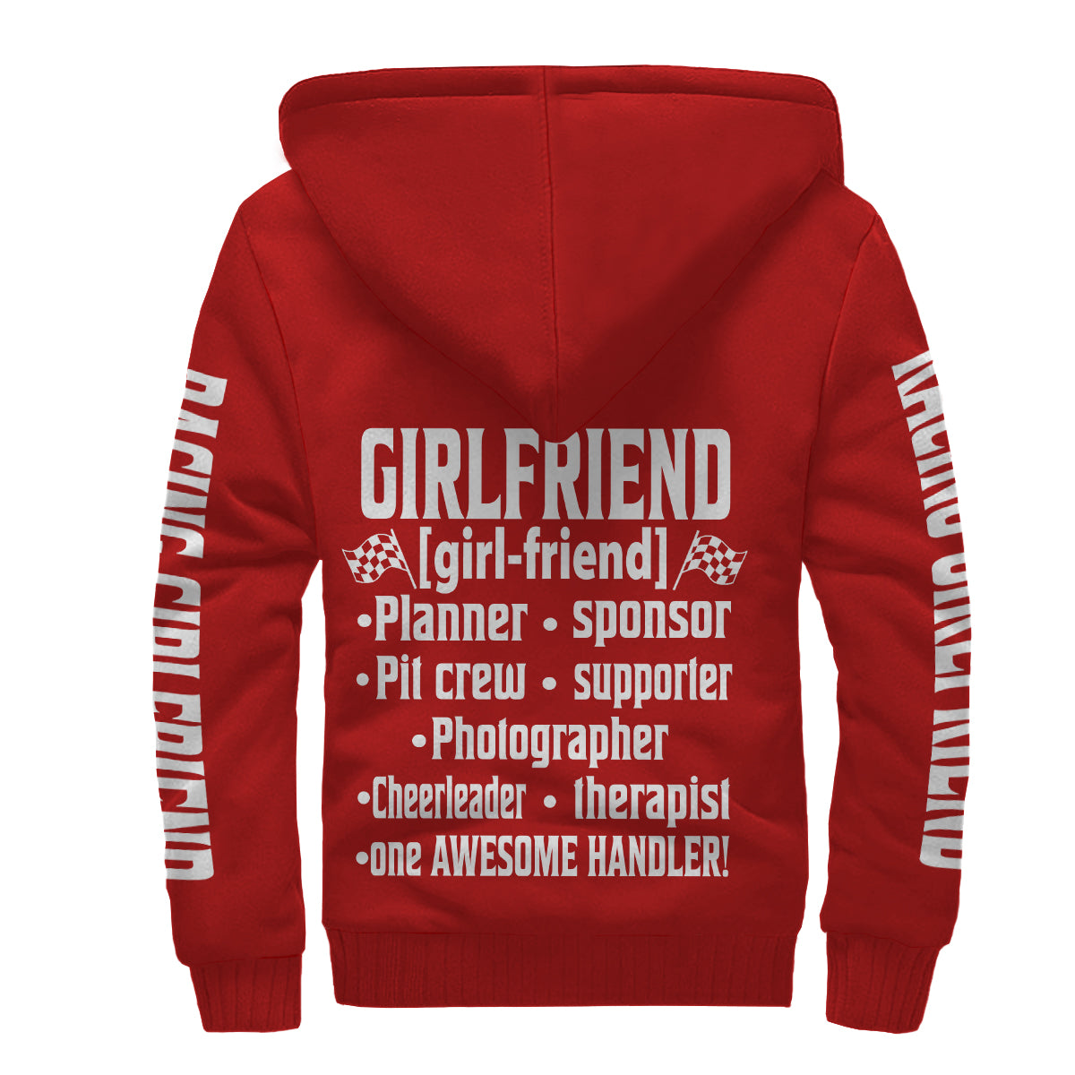 Racing Girlfriend Handler Sherpa Jacket – Premium Heavyweight Pit Crew Hoodie Red