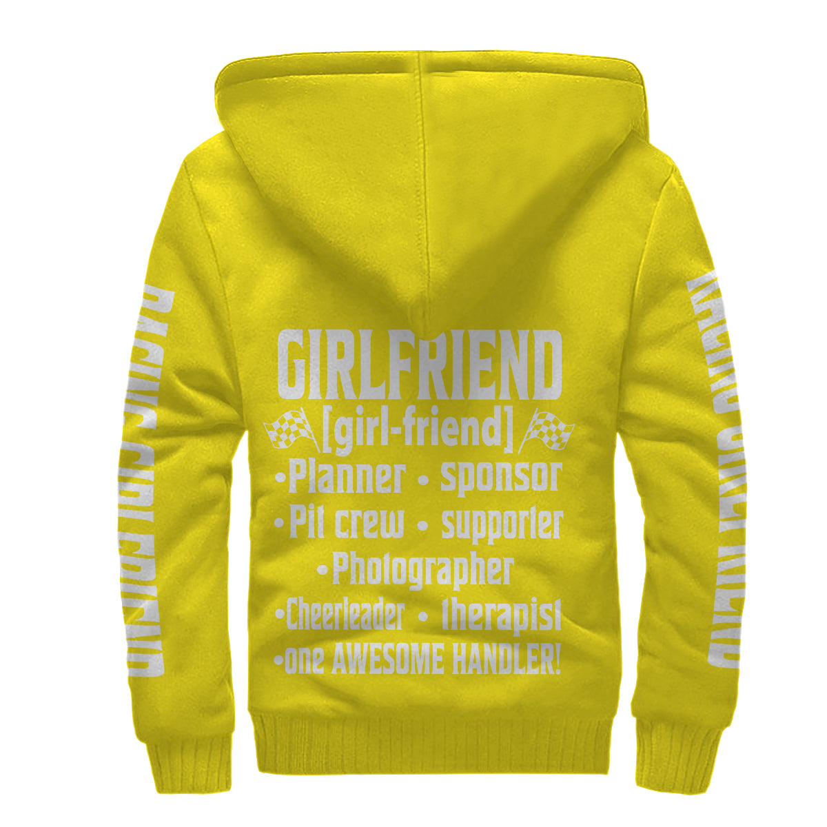 Racing Girlfriend Handler Sherpa Jacket – Premium Heavyweight Pit Crew Hoodie Yellow