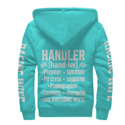 Racing Wife Handler Sherpa Jacket – Premium Heavyweight Pit Crew Hoodie Carolina Blue