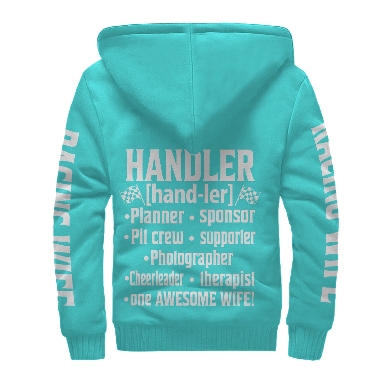 Racing Wife Handler Sherpa Jacket – Premium Heavyweight Pit Crew Hoodie Carolina Blue