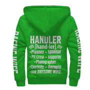 Racing Wife Handler Sherpa Jacket – Premium Heavyweight Pit Crew Hoodie Green