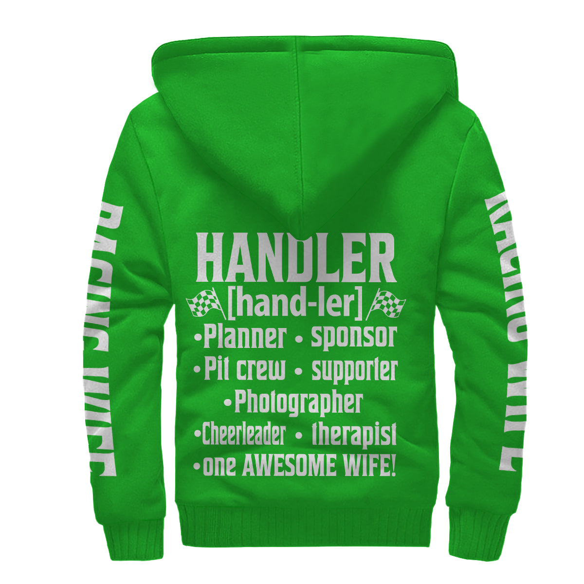 Racing Wife Handler Sherpa Jacket – Premium Heavyweight Pit Crew Hoodie Green