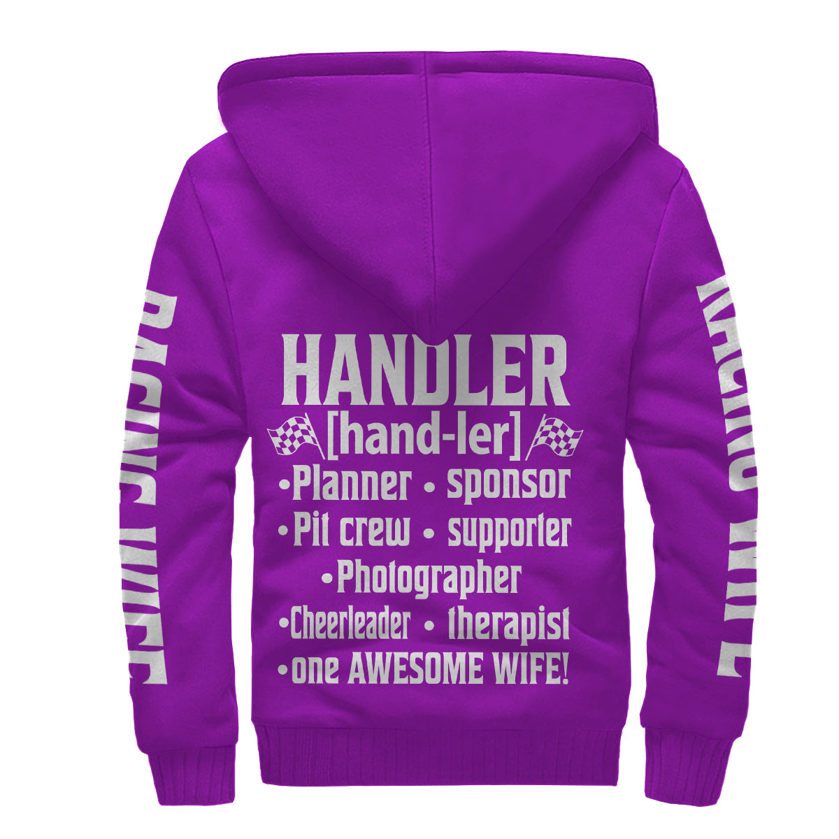 Racing Wife Handler Sherpa Jacket – Premium Heavyweight Pit Crew Hoodie Purple