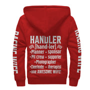 Racing Wife Handler Sherpa Jacket – Premium Heavyweight Pit Crew Hoodie Red