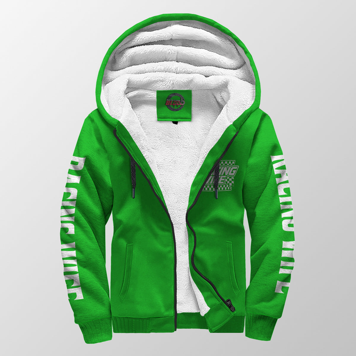 Racing Wife Handler Sherpa Jacket – Premium Heavyweight Pit Crew Hoodie Green