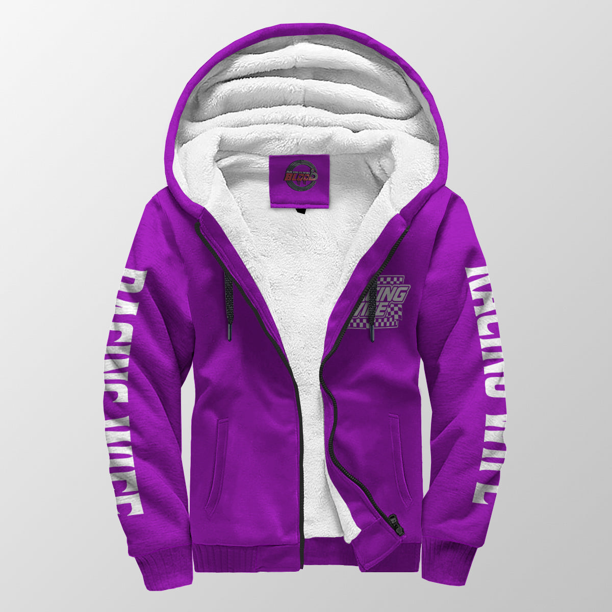 Racing Wife Handler Sherpa Jacket – Premium Heavyweight Pit Crew Hoodie Purple
