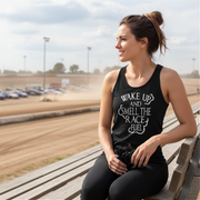 Premium motorsports apparel featuring the quote Wake Up And Smell The Race Fuel for drag racing fans, dirt track enthusiasts, and hot rod culture.