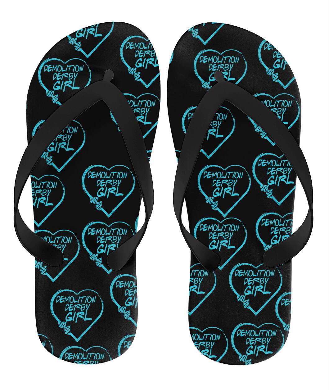 Demolition Derby Girl Heart Flip Flops