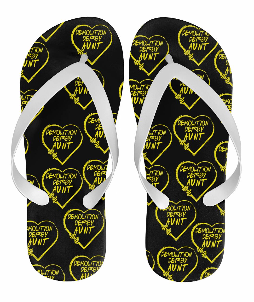 Demolition Derby Aunt Heart Flip Flops