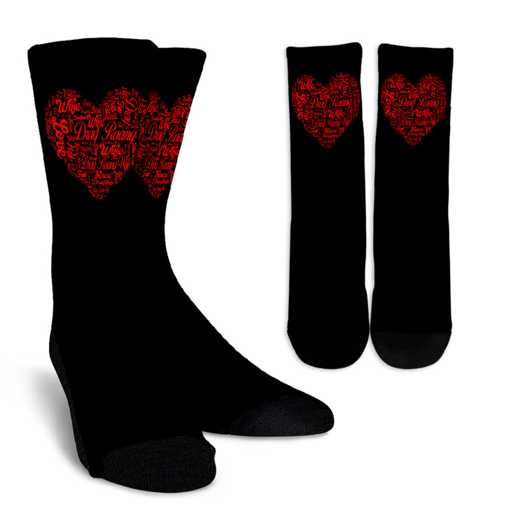 Love Drag Racing Wife Crew Socks