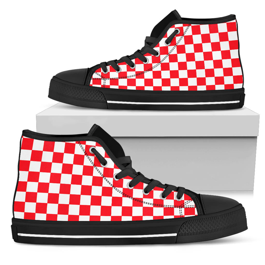 Racing Red Checkered High Tops Black