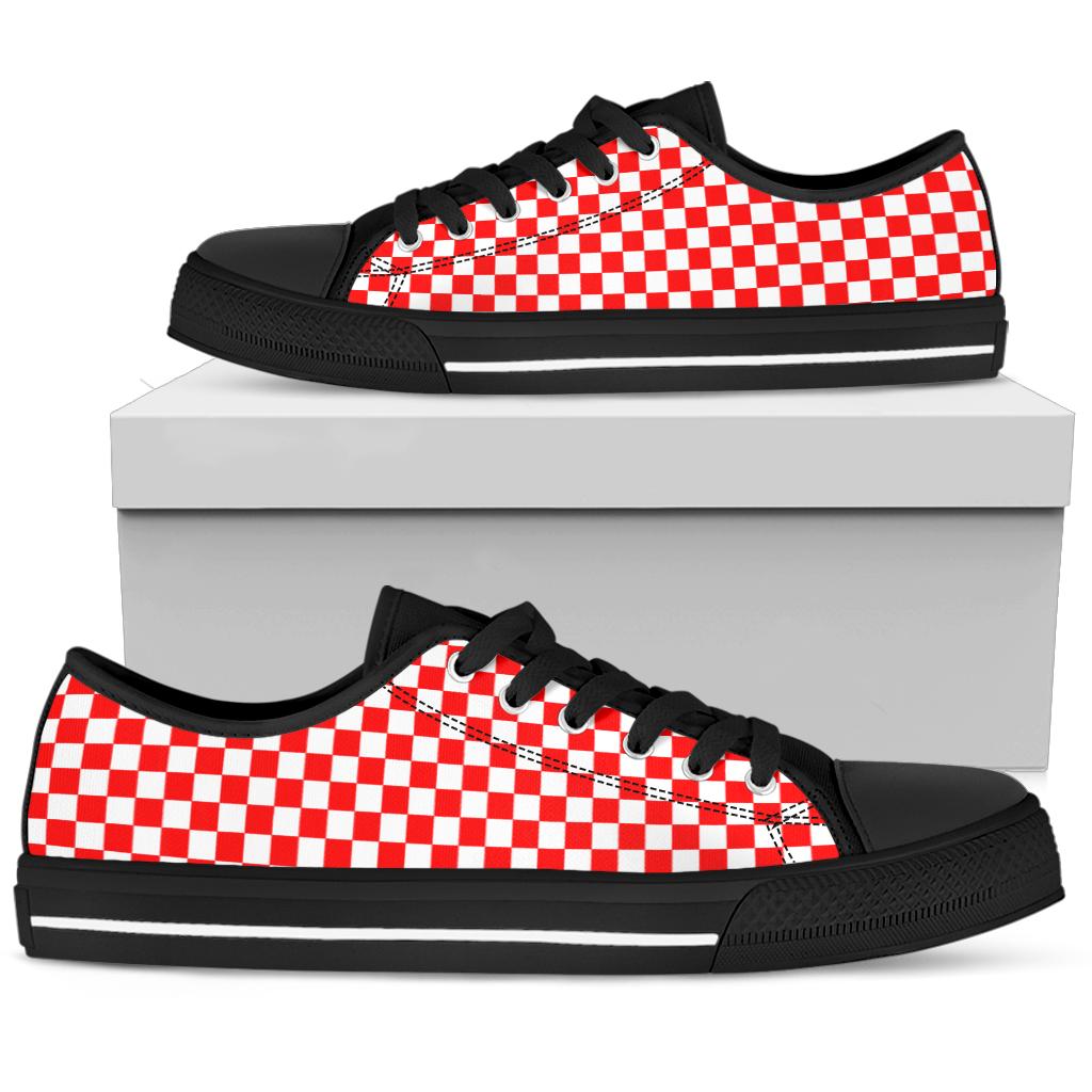 Racing Red Checkered Low Tops Black
