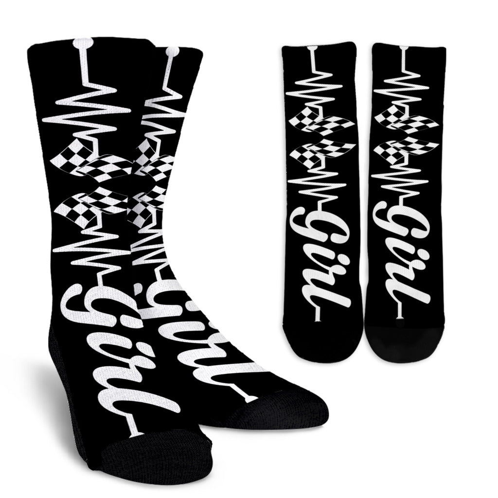 Racing Girl Heartbeat Crew Socks
