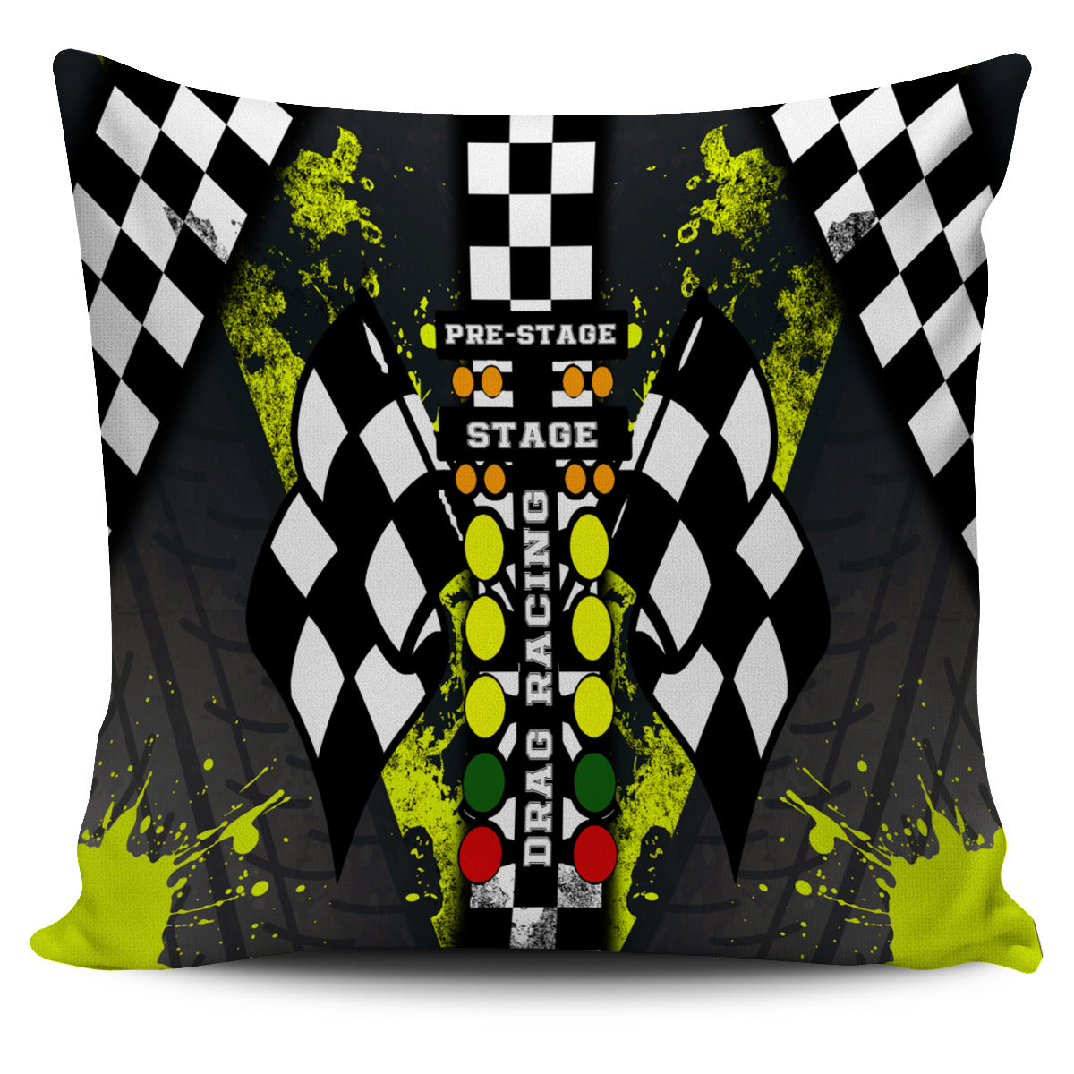 Drag Racing Pillow Cover Yellow