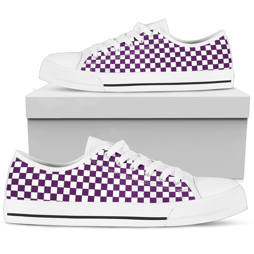 Racing Purple Checkered Low Tops White