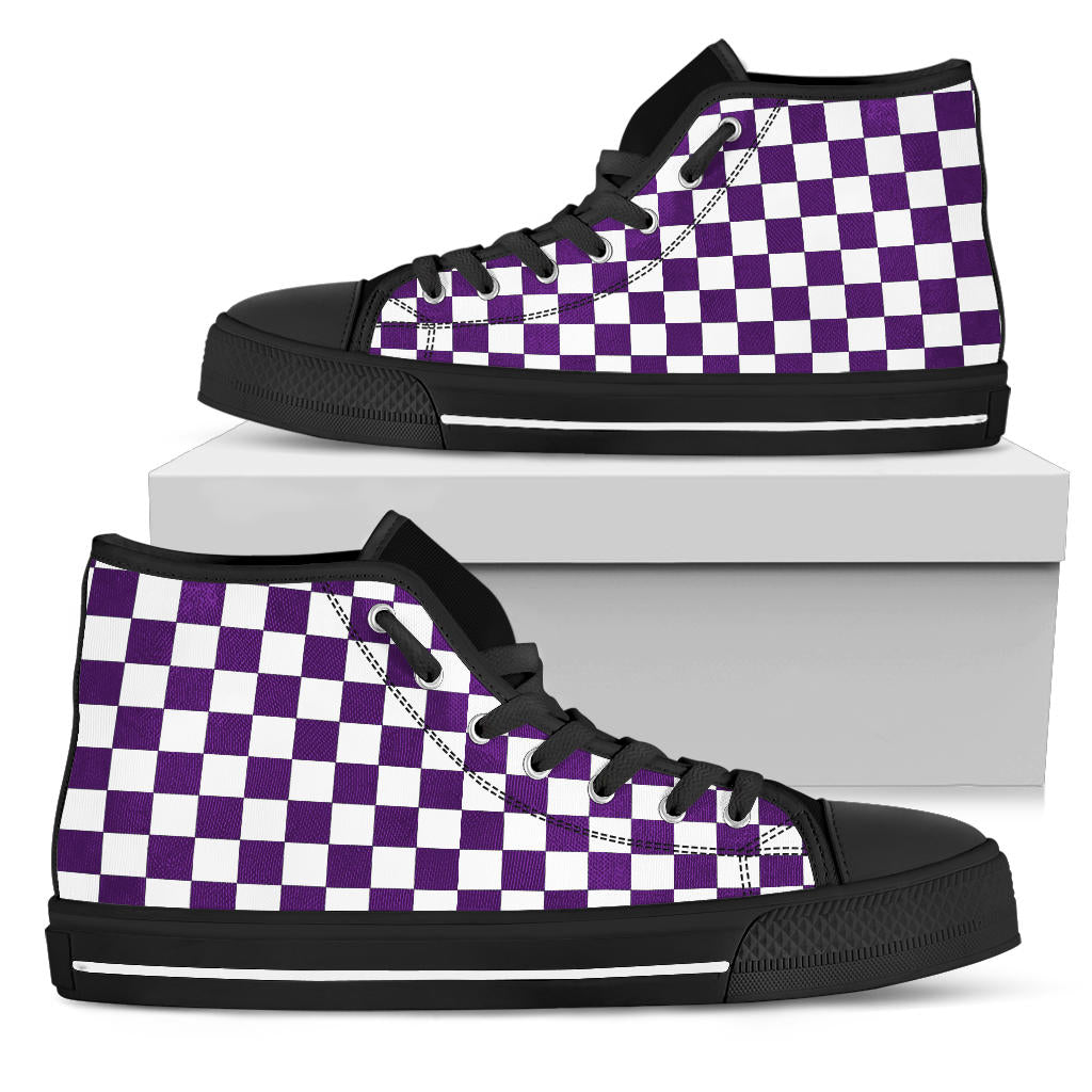 Racing Purple Checkered High Tops Black