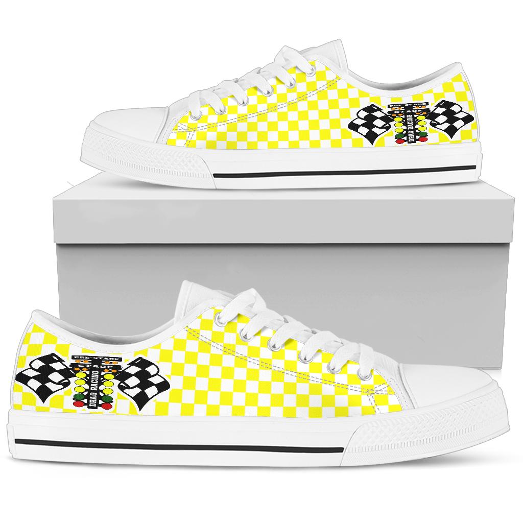 Drag Racing Yellow Flag Low Tops White