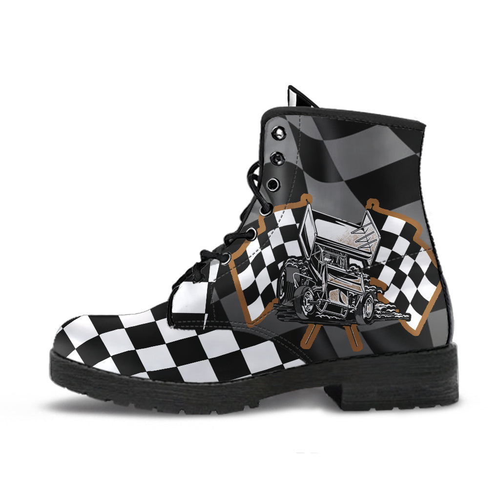 Racing Checkered Boots Sprint Car