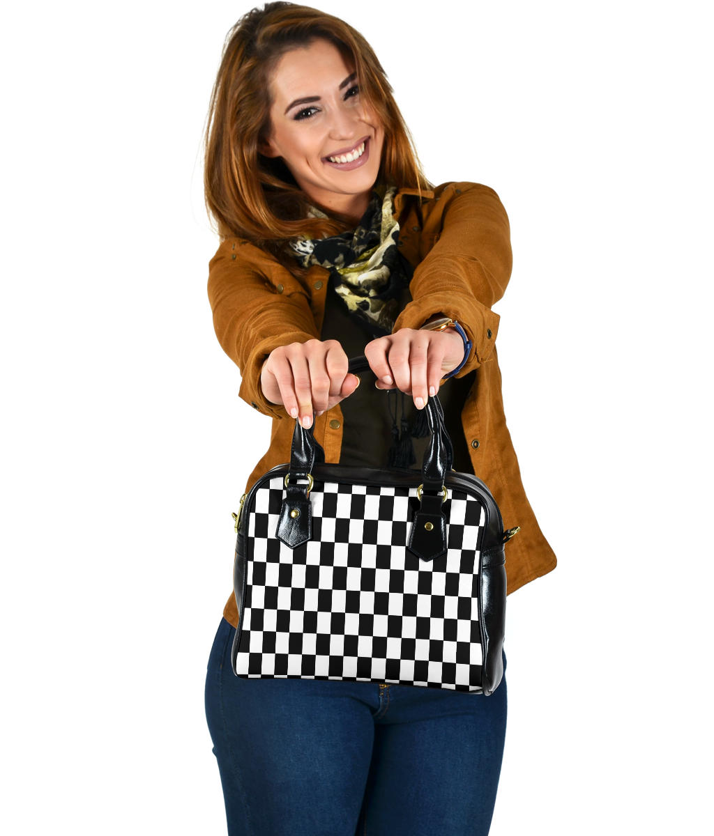 Racing Checkered Shoulder Handbag!