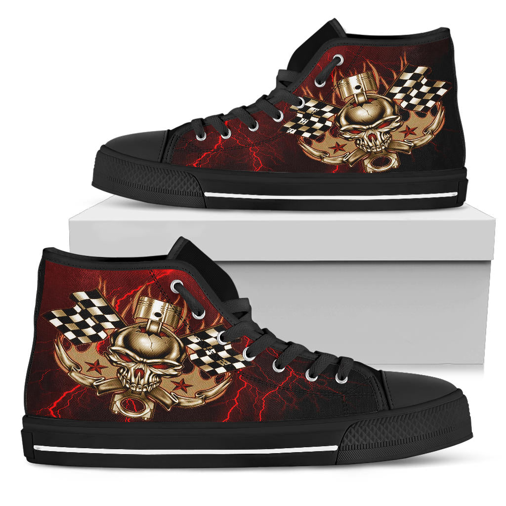 Racing Thunder Skull High Top Shoes