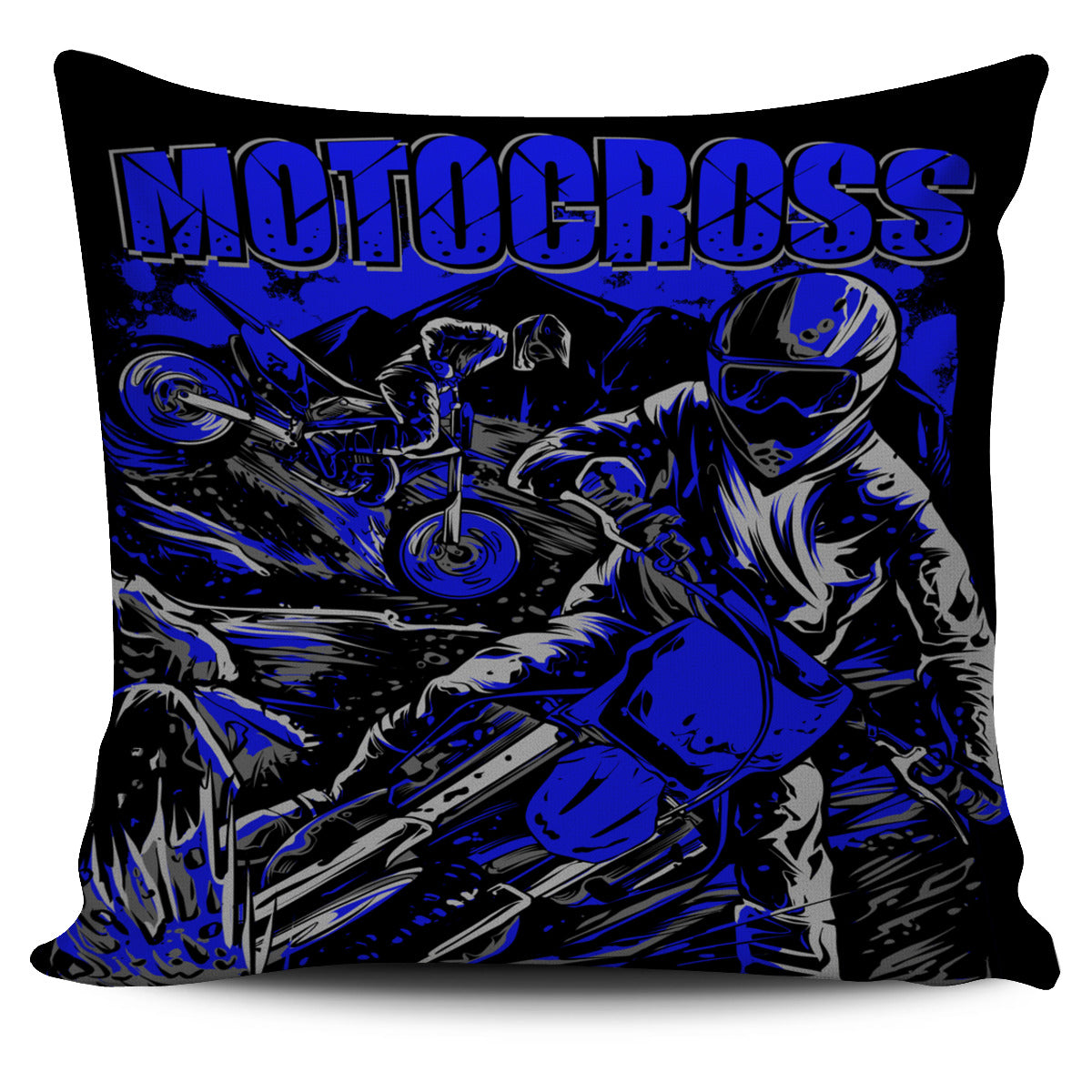 Motocross Pillow Cover Blue