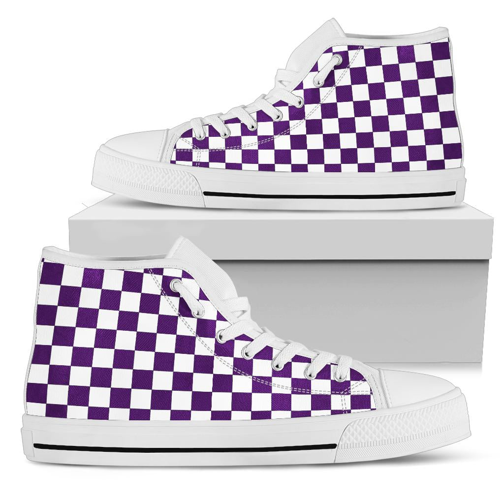Racing Purple Checkered High Tops White