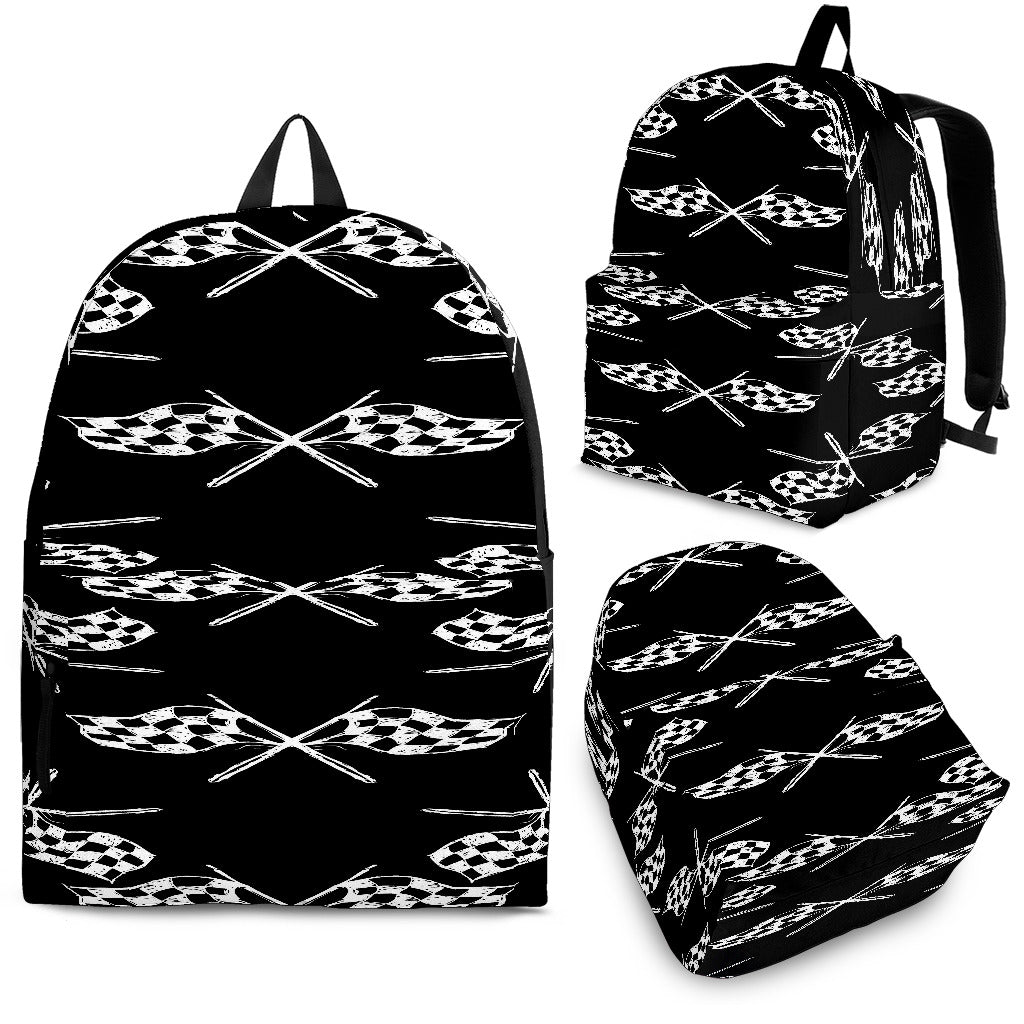 Racing Checkered Pattern Backpack