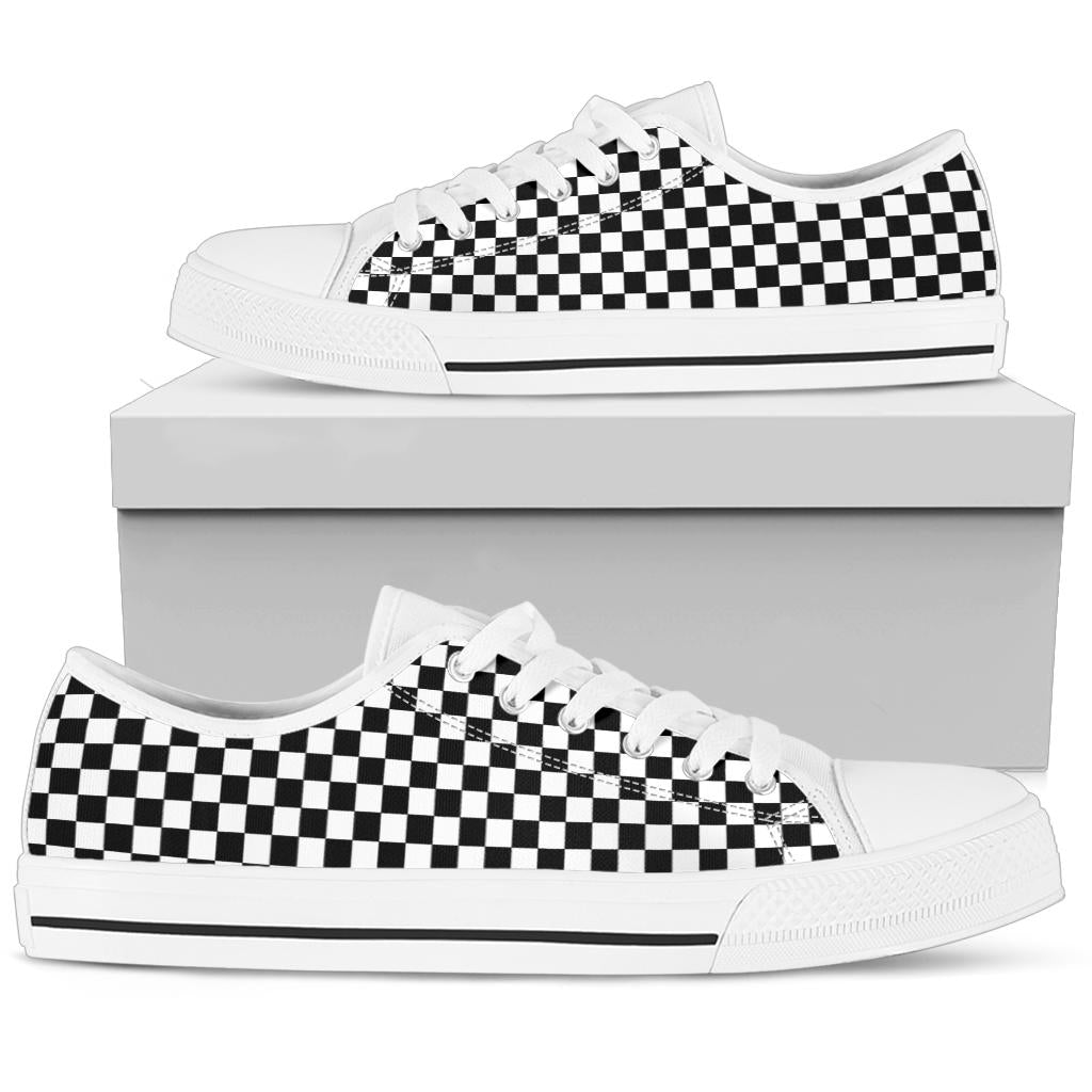 Racing Checkered Low Tops White