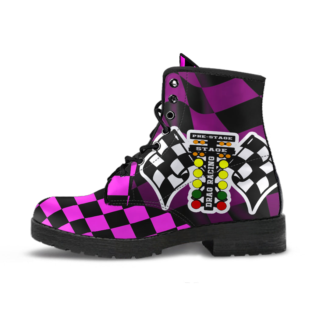Drag Racing Pink Flag Boots