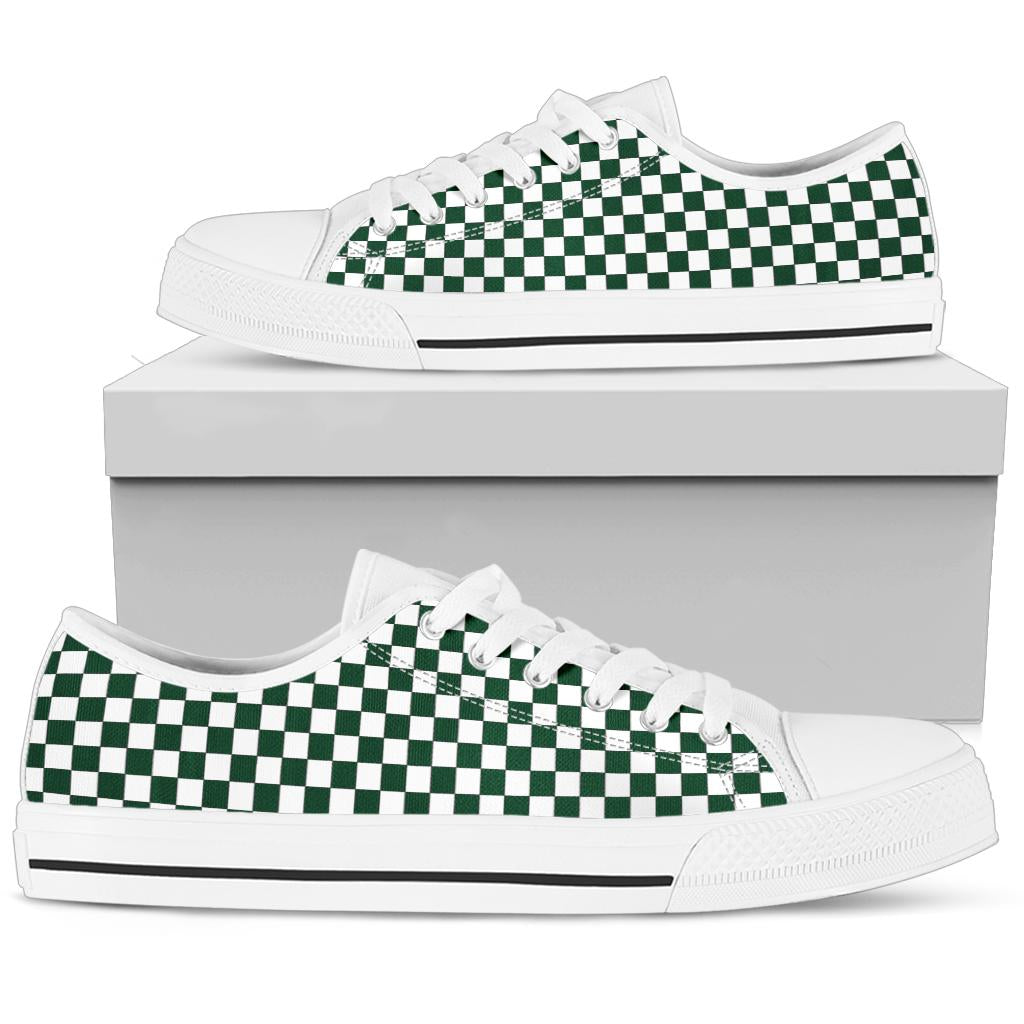 Racing Green Checkered Low Tops White