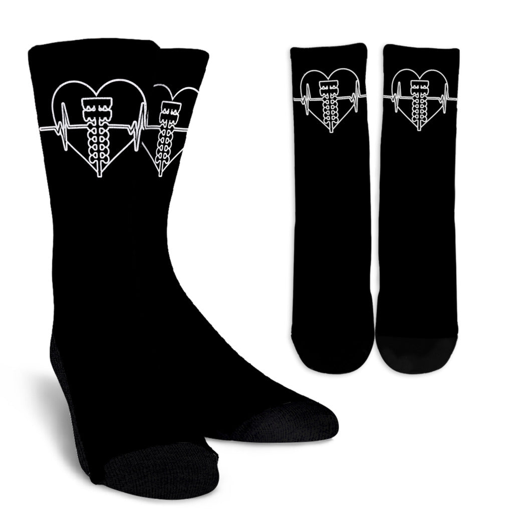 Drag Racing Heartbeat Crew Socks