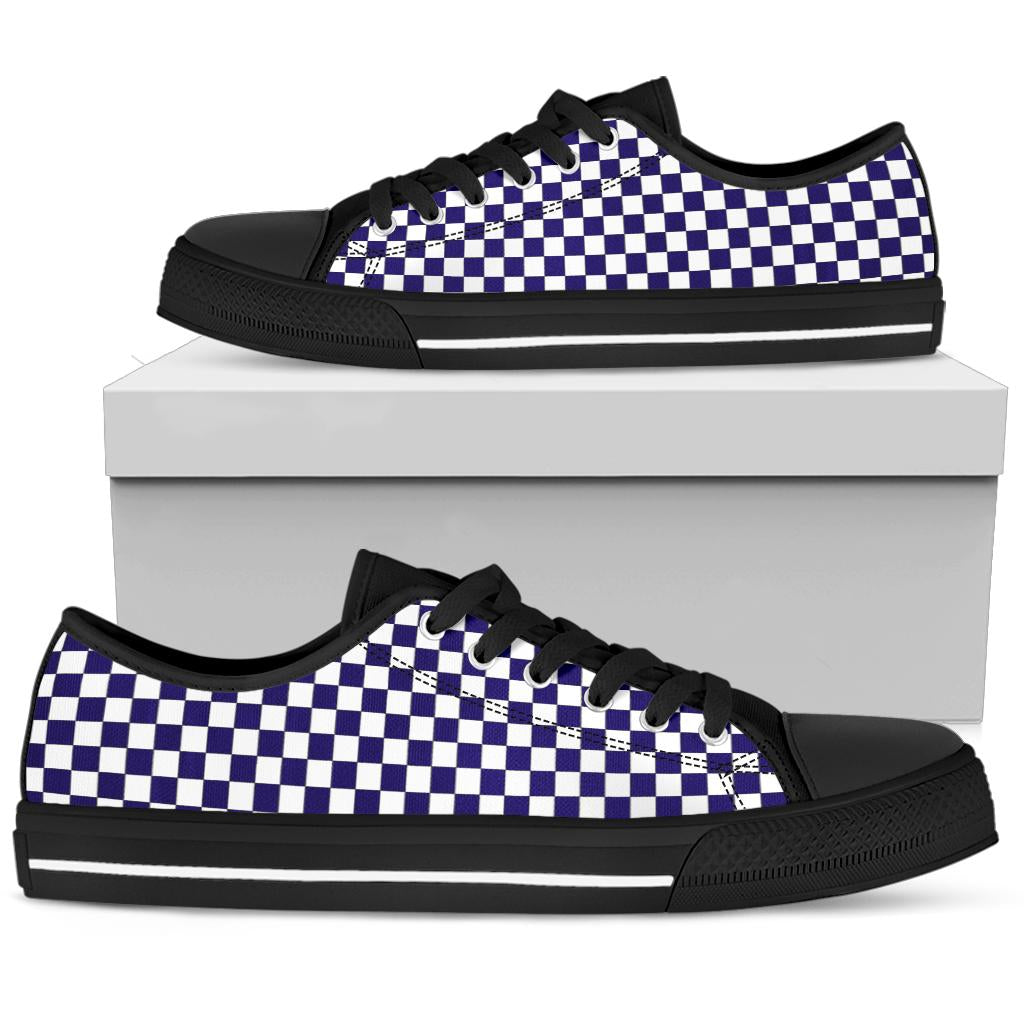 Racing Blue Checkered Low Tops Black