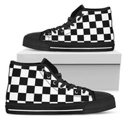 racing checkered high top shoes