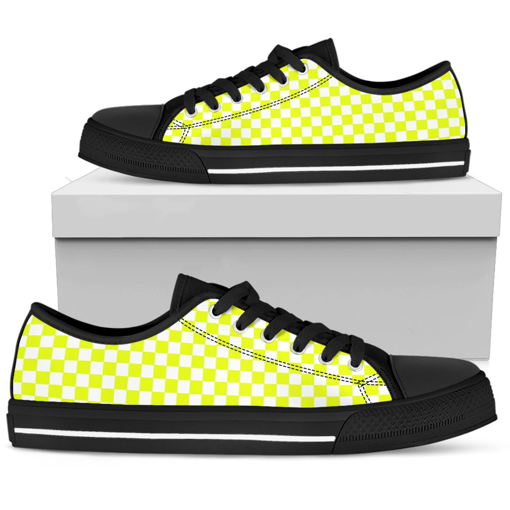 Racing Yellow Checkered Low Tops Black