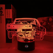 1968 Dart LED Lamp featuring the iconic Mopar Super Stock silhouette glowing in a vibrant red on a premium black base.